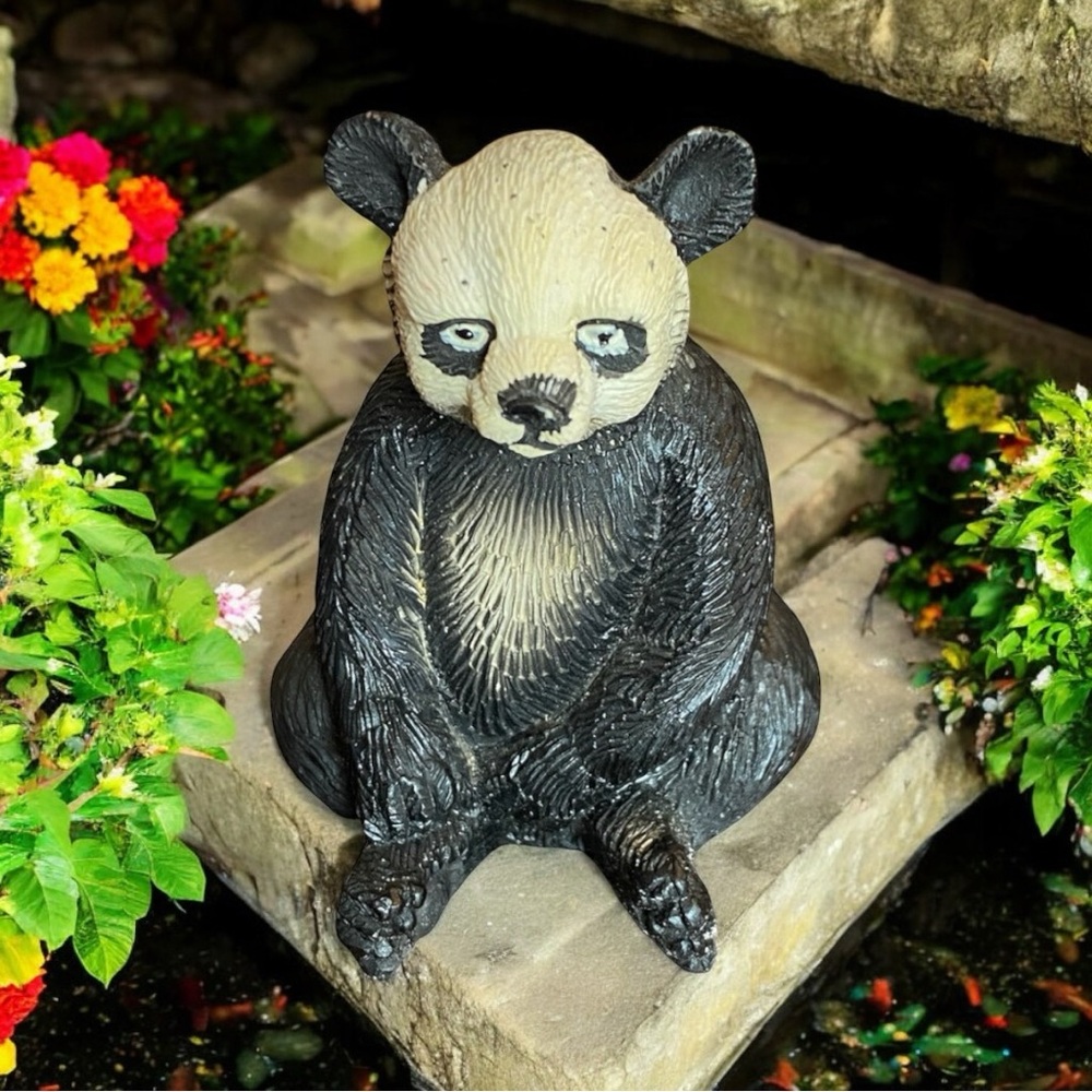 Vintage Panda Bear made from resin in China  2.75” H x 2.25 D x 2” W EVC
